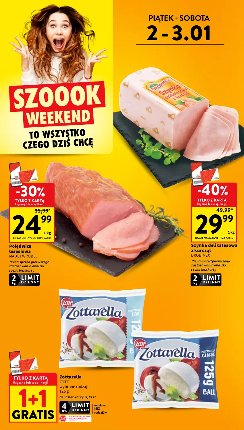 Gazetka promocyjna Intermarche - Gazetka Intermarche - ważna 02.01 do 07.01.2026 - strona 2 - produkty: Drobimex, Gra, Madej Wróbel, Polędwica, Sos, Szynka, Szynka delikatesowa, Zott, Zottarella