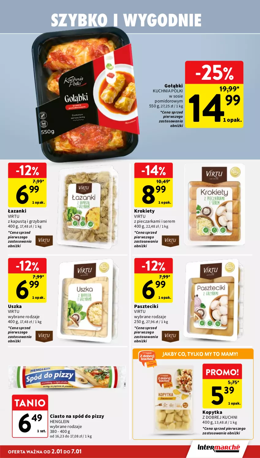 Gazetka promocyjna Intermarche - Gazetka Intermarche - ważna 02.01 do 07.01.2026 - strona 21 - produkty: Kapustą, Kopytka, Krokiety, Kuchnia, Piec, Pieczarka, Ser, Sos, Spód do pizzy, Virtu