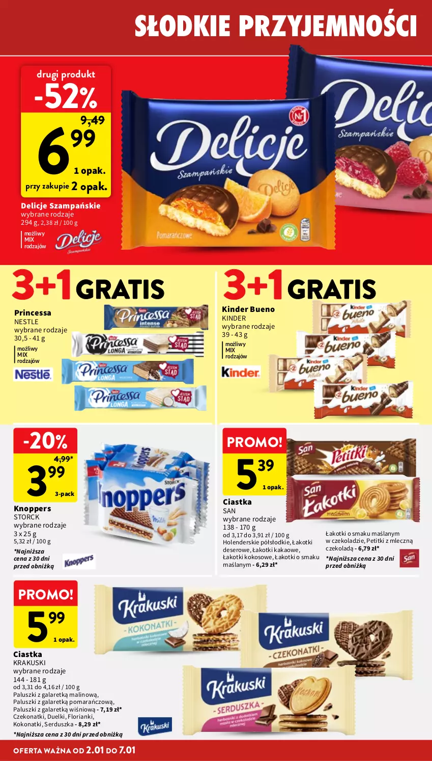 Gazetka promocyjna Intermarche - Gazetka Intermarche - ważna 02.01 do 07.01.2026 - strona 26 - produkty: Ciastka, Delicje, Deser, Gala, Gra, Kakao, Kinder, Kinder Bueno, Knoppers, Kokos, Krakus, Krakuski, Princessa, Ser