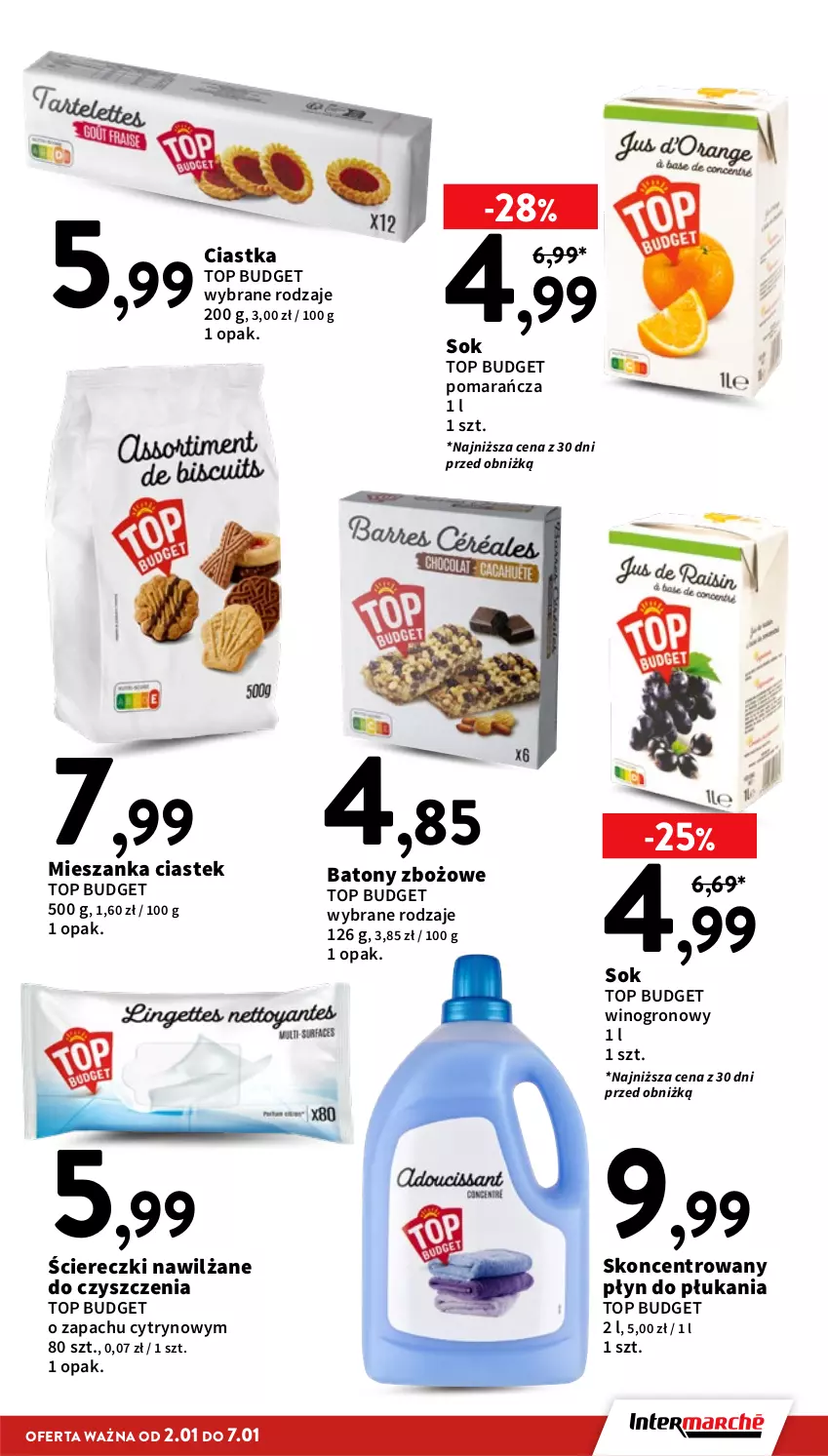 Gazetka promocyjna Intermarche - Gazetka Intermarche - ważna 02.01 do 07.01.2026 - strona 33 - produkty: Baton, Ciastka, Płyn do płukania, Sok, Stek, Top, Wino