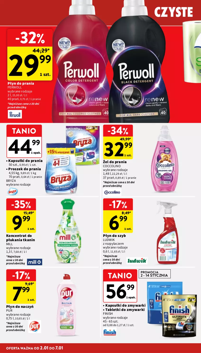 Gazetka promocyjna Intermarche - Gazetka Intermarche - ważna 02.01 do 07.01.2026 - strona 36 - produkty: Bryza, Coccolino, Finish, Kapsułki do prania, Ludwik, Perwoll, Płyn do prania, Płyn do szyb, Proszek do prania, Pur, Tablet, Tabletki do zmywarki, Zmywarki