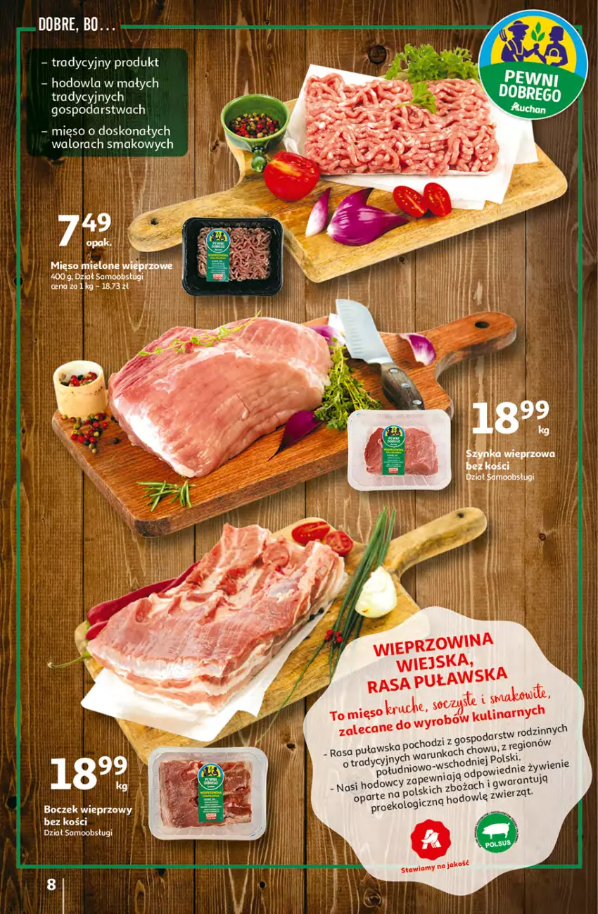 Gazetka promocyjna Auchan - przeNISKIE CENY Jedz zdrowo i czuj się przepięknie Hipermarkety - ważna 10.03 do 16.03.2022 - strona 8 - produkty: Mięso, Mięso mielone