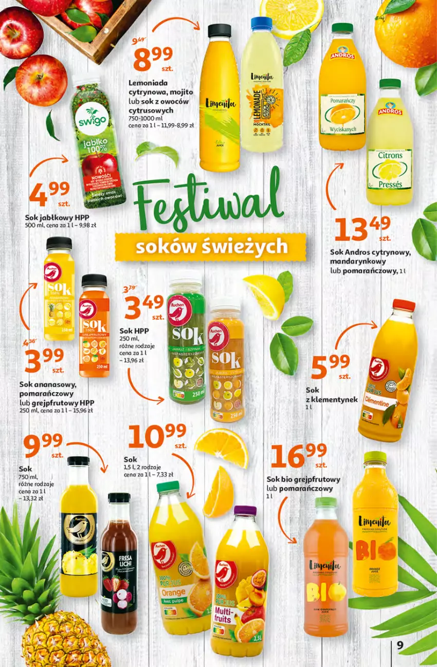 Gazetka promocyjna Auchan - przeNISKIE CENY Jedz zdrowo i czuj się przepięknie Hipermarkety - ważna 10.03 do 16.03.2022 - strona 9 - produkty: Ananas, Grejpfrut, HP, Lemoniada, Sok, Sok jabłkowy