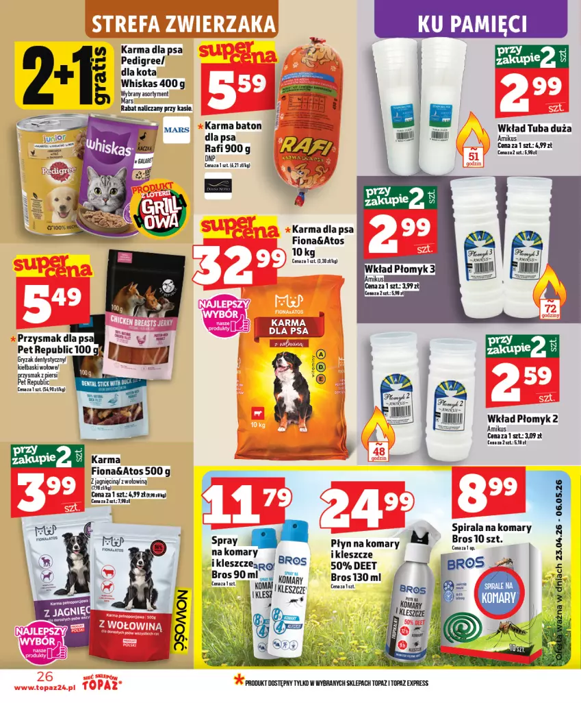 Gazetka promocyjna Topaz - Gazetka - ważna 23.04 do 29.04.2026 - strona 26 - produkty: Baton, Fa, Gaga, Gry, Pedigree, Top, Whiskas