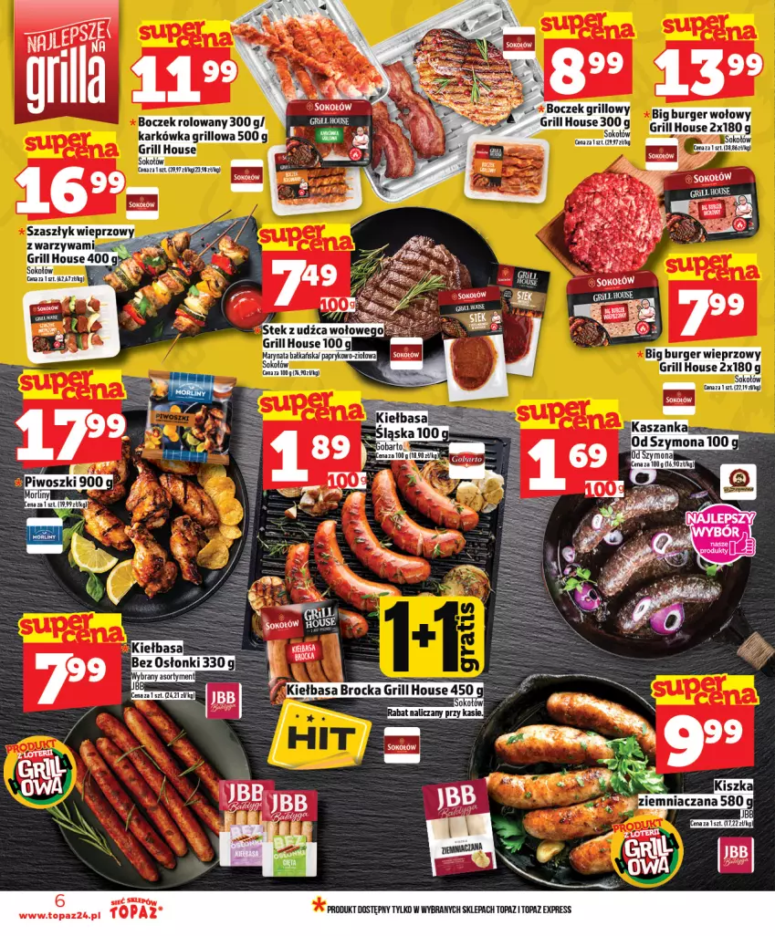 Gazetka promocyjna Topaz - Gazetka - ważna 23.04 do 29.04.2026 - strona 6 - produkty: Boczek, Grill, Kiełbasa, Sok, Top, Warzywa