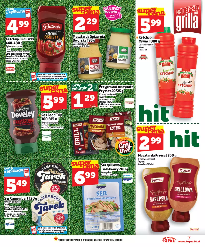 Gazetka promocyjna Topaz - Gazetka - ważna 23.04 do 29.04.2026 - strona 7 - produkty: Mus, Musztarda, Prymat, Ser, Top