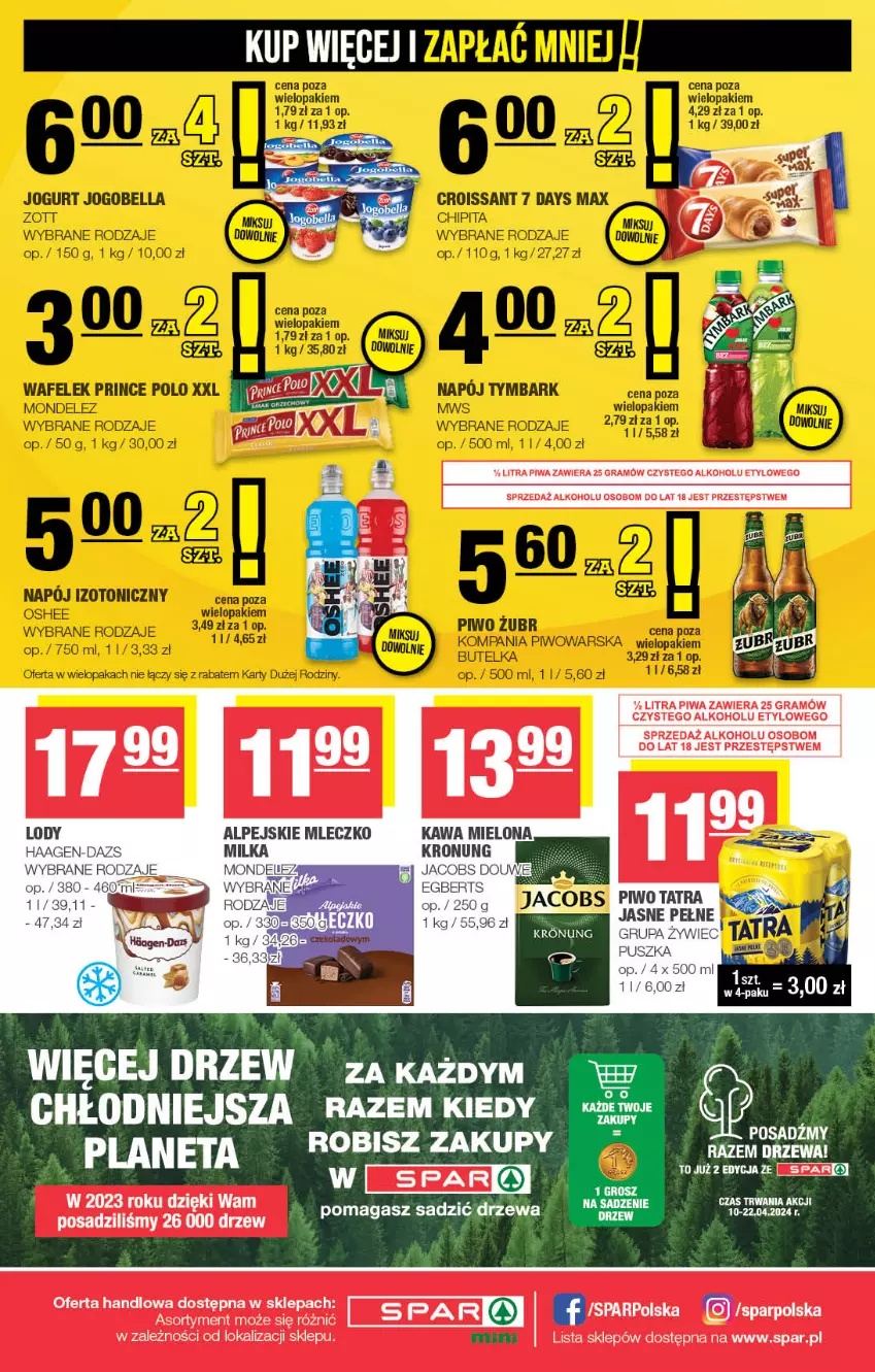 Gazetka promocyjna Spar - Spar-Mini - ważna 07.04 do 17.04.2024 - strona 4 - produkty: Fa, Gra, Jacobs, Kawa, Kawa mielona, Lody, Milka, Mleczko, Piwa
