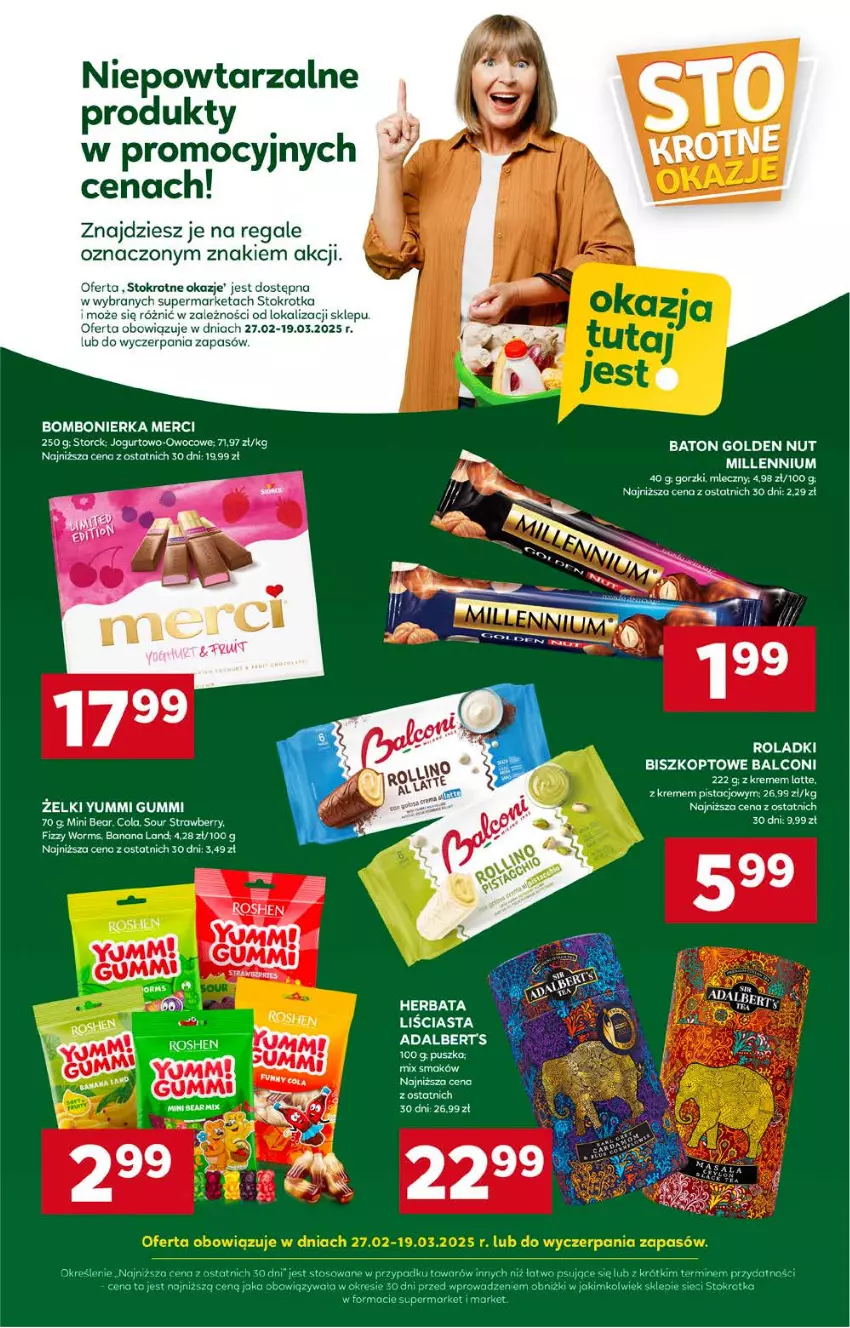 Gazetka promocyjna Stokrotka - Supermarket - ważna 13.03 do 19.03.2025 - strona 23 - produkty: Alcon, Baton, Herbata, Jogurt, Merci