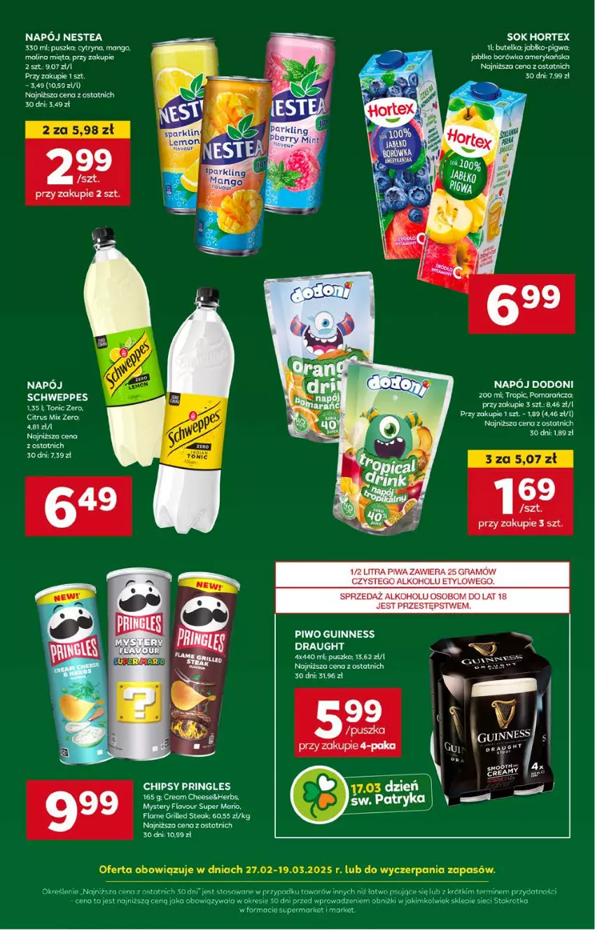 Gazetka promocyjna Stokrotka - Supermarket - ważna 13.03 do 19.03.2025 - strona 25 - produkty: Borówka, Borówka amerykańska, Gra, Grill, Hortex, Mango, Mięta, Napój, Nestea, Ocet, Piwa, Piwo, Schweppes, Sok