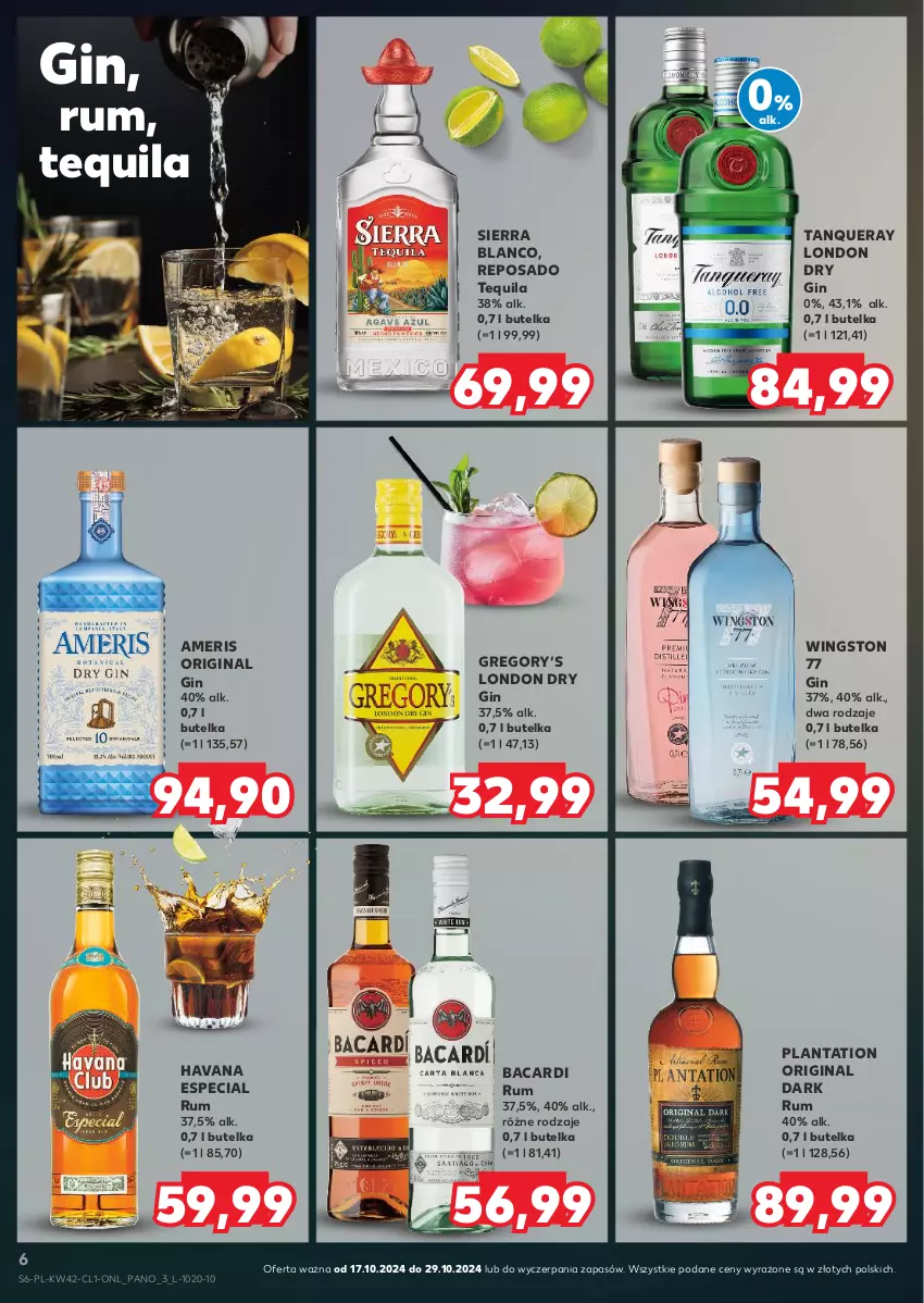 Gazetka promocyjna Kaufland - Barek Kauflandu - ważna 17.10 do 29.10.2024 - strona 6 - produkty: Bacardi, Gin, Plantation, Rum, Tequila, Wingston 77