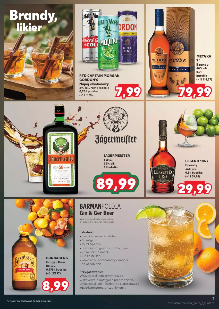 Gazetka promocyjna Kaufland - Barek Kauflandu - ważna 17.10 do 29.10.2024 - strona 7 - produkty: Aperol, Brandy, Captain Morgan, Gin, Imbir, Kawa, Lanki, Likier, Metaxa, Napój, Piwo, Piwo imbirowe, Sok