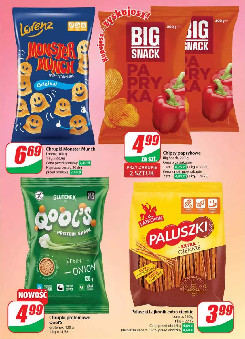 Gazetka promocyjna Dino - Gazetka 34 / 2024 - ważna 21.08 do 27.08.2024 - strona 45 - produkty: Chipsy, Chrupki, Gin, Lajkonik, Lorenz, Monster Munch, Tenex