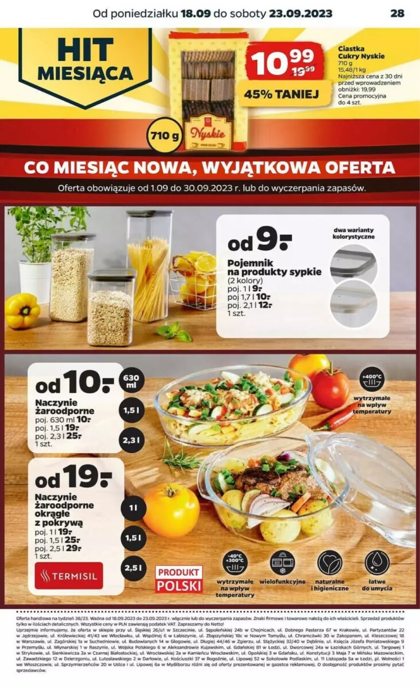 Gazetka promocyjna Netto - ważna 18.09 do 23.09.2023 - strona 3 - produkty: Ciastka, Fa, Kujawski, Naczynie żaroodporne, Podlaski, Por, Sok, Stock, Top