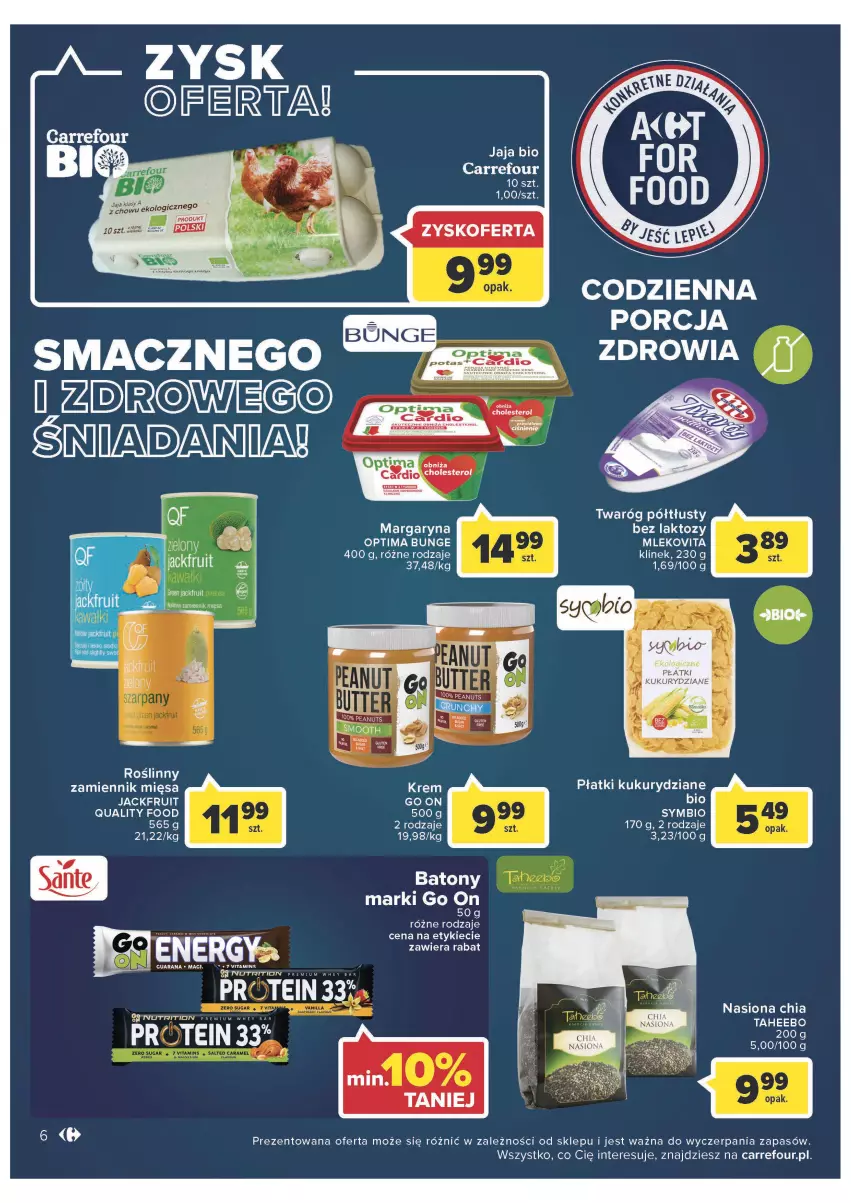 Gazetka promocyjna Carrefour - Gazetka Market Łomża - ważna 28.06 do 02.07.2022 - strona 6 - produkty: Baton, Chia, Jaja, Margaryna, Mleko, Mlekovita, Optima, Por, Twaróg, Twaróg półtłusty