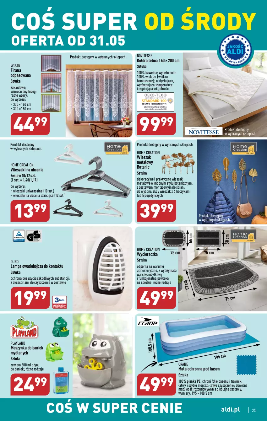 Gazetka promocyjna Aldi - Pełen katalog - ważna 29.05 do 03.06.2023 - strona 25 - produkty: Dzieci, Firana, Haczyk, Kołdra, Lampa, LG, Maszynka, Mata ochronna, Olej, Por, Szynka, Ubrania, Wełna, Wieszak, Wycieraczka