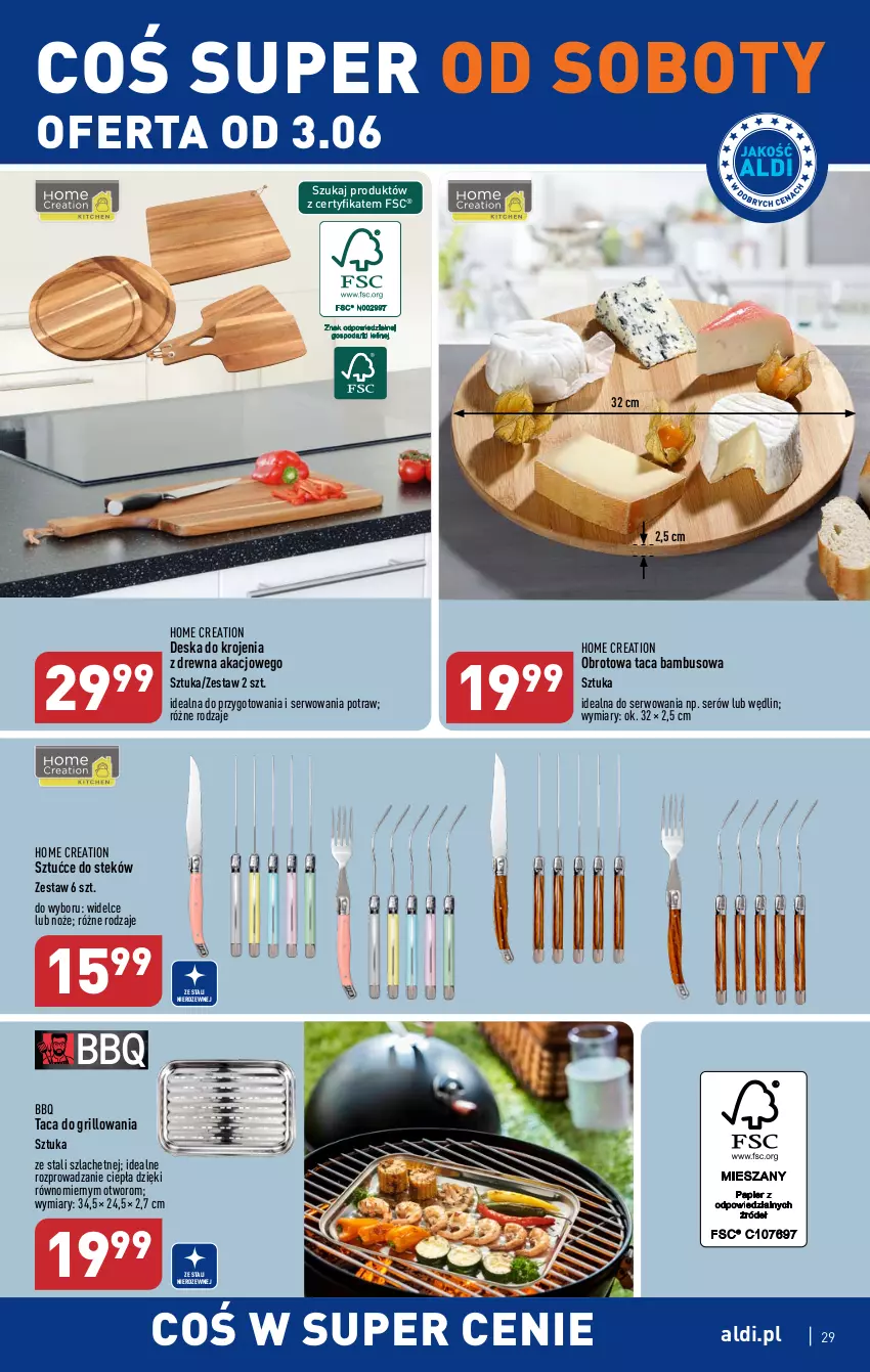 Gazetka promocyjna Aldi - Pełen katalog - ważna 29.05 do 03.06.2023 - strona 29 - produkty: Deska do krojenia, Grill, Noż, Ser, Stek, Taca