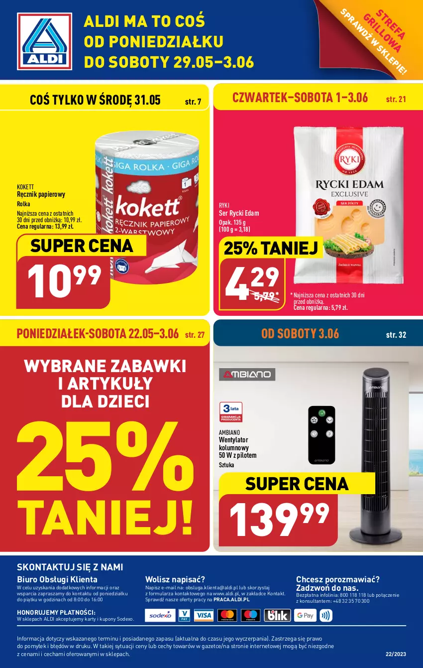 Gazetka promocyjna Aldi - Pełen katalog - ważna 29.05 do 03.06.2023 - strona 38 - produkty: Biuro, Dzieci, Edam, Fa, O nas, Papier, Por, Ręcznik, Rycki Edam, Ser