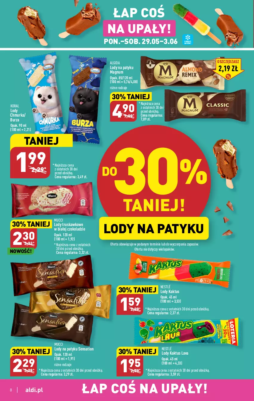 Gazetka promocyjna Aldi - Pełen katalog - ważna 29.05 do 03.06.2023 - strona 8 - produkty: Algida, Kaktus, LG, Lody, Nestlé, Sati