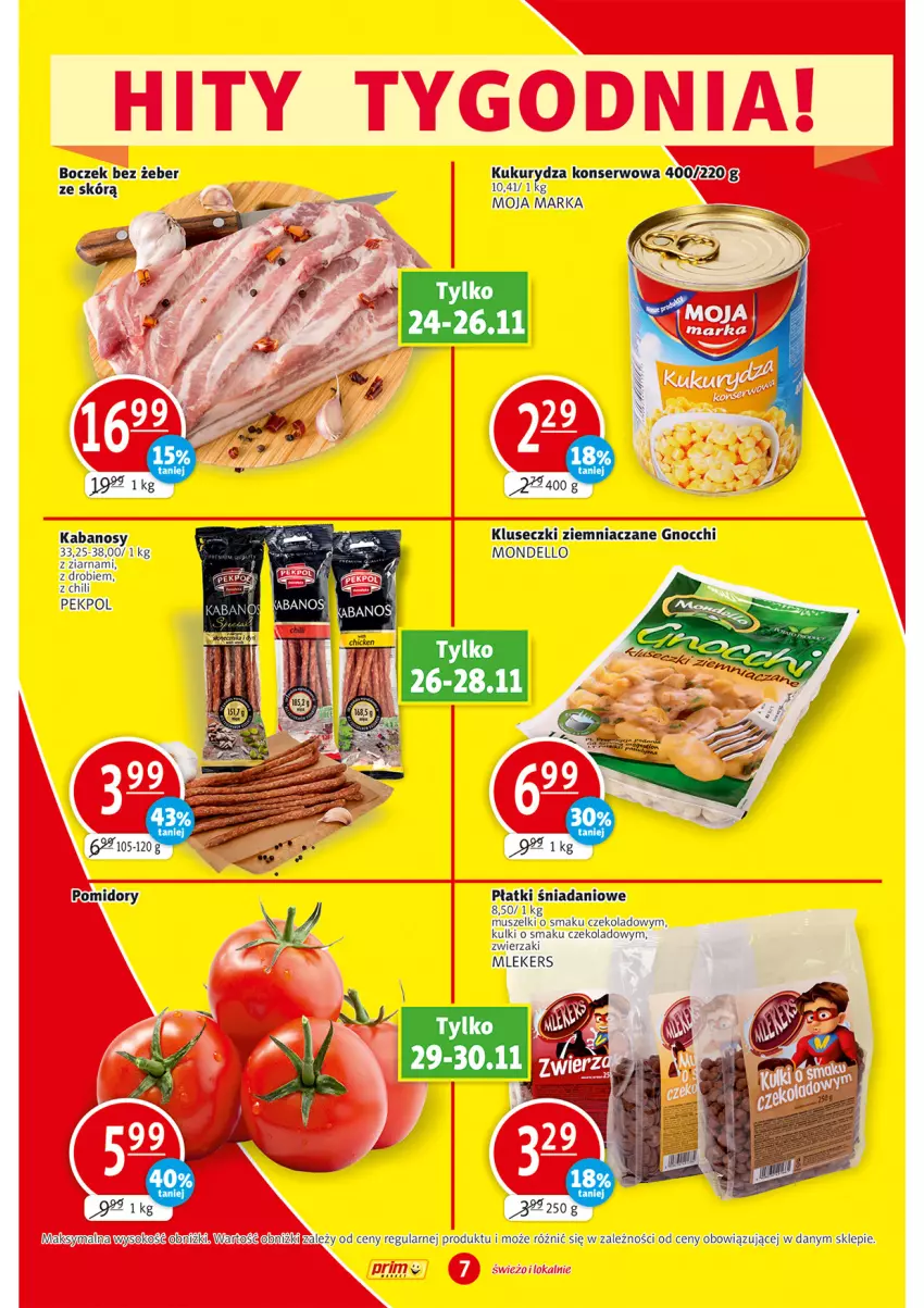 Gazetka promocyjna Prim Market - ważna 24.11 do 30.11.2022 - strona 7 - produkty: Boczek, Danio, Dell, Gnocchi, Kabanos, Mus, Pekpol, Pomidory, Ser