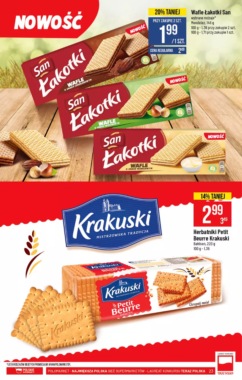 Gazetka promocyjna PoloMarket - Gazetka pomocyjna - ważna 14.07 do 20.07.2021 - strona 23 - produkty: Herbatniki, Krakus, Krakuski, Laur, Wafle