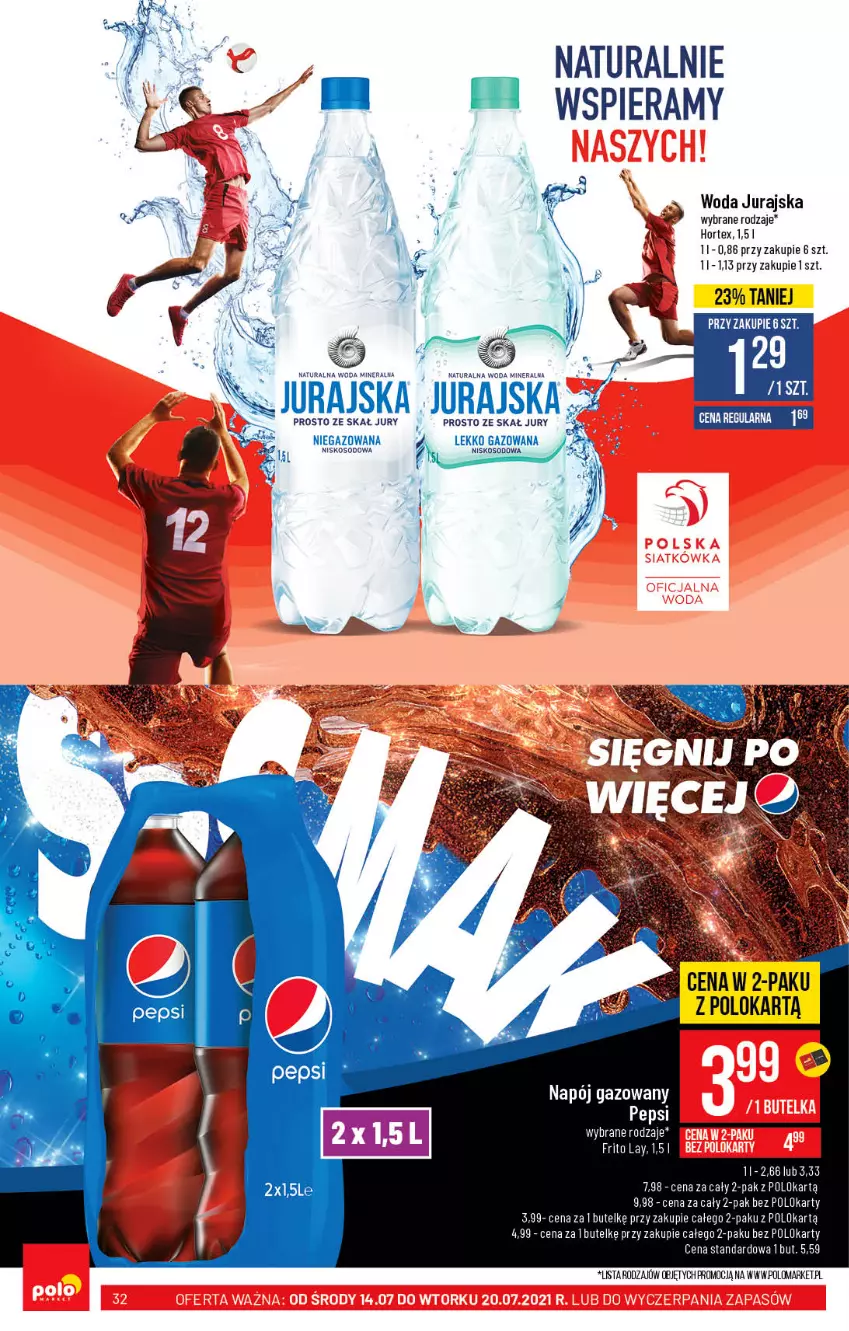 Gazetka promocyjna PoloMarket - Gazetka pomocyjna - ważna 14.07 do 20.07.2021 - strona 32 - produkty: Hortex, Napój, Napój gazowany, Pepsi, Woda, Woda mineralna