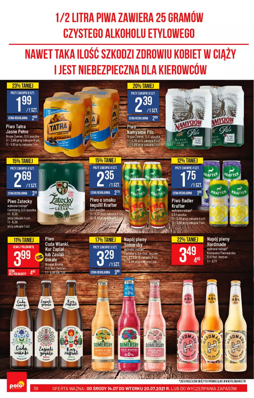 Gazetka promocyjna PoloMarket - Gazetka pomocyjna - ważna 14.07 do 20.07.2021 - strona 38 - produkty: Carlsberg, Gra, Namysłów, Napój, Piec, Piwa, Piwo, Ser, Tatra