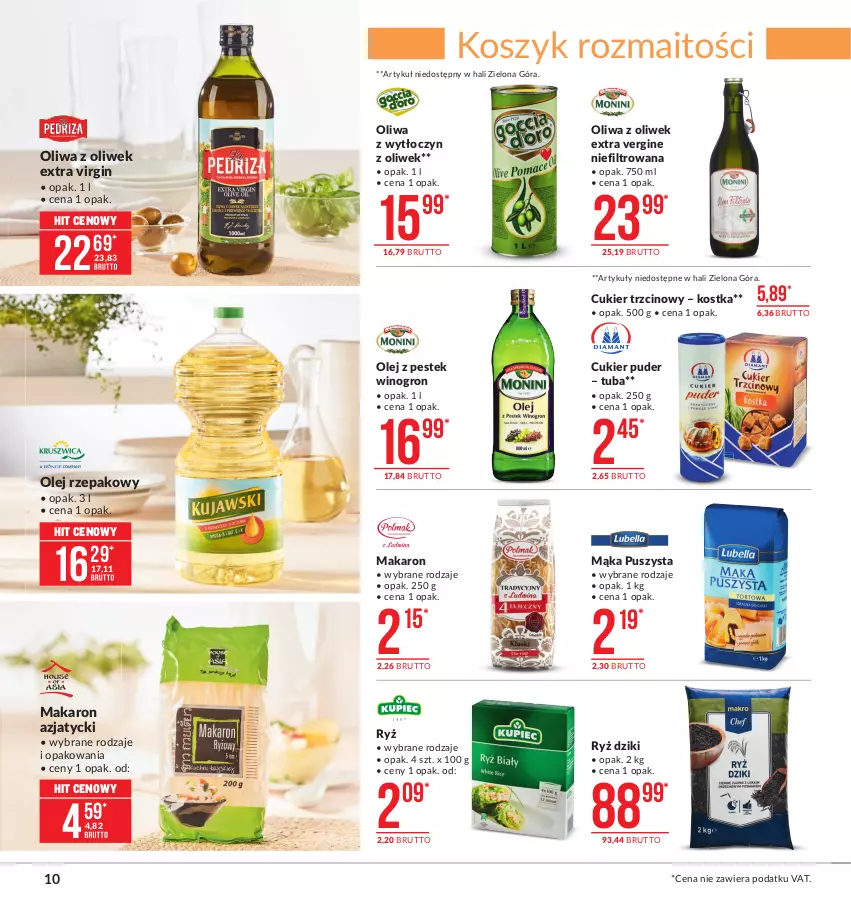 Gazetka promocyjna Makro - [Oferta promocyjna] Artykuły spożywcze - ważna 26.01 do 08.02.2021 - strona 10 - produkty: Cukier, Cukier puder, Cukier trzcinowy, Gin, Kosz, Mąka, Makaron, Olej, Olej rzepakowy, Oliwa z oliwek, Puder, Ryż, Stek, Wino