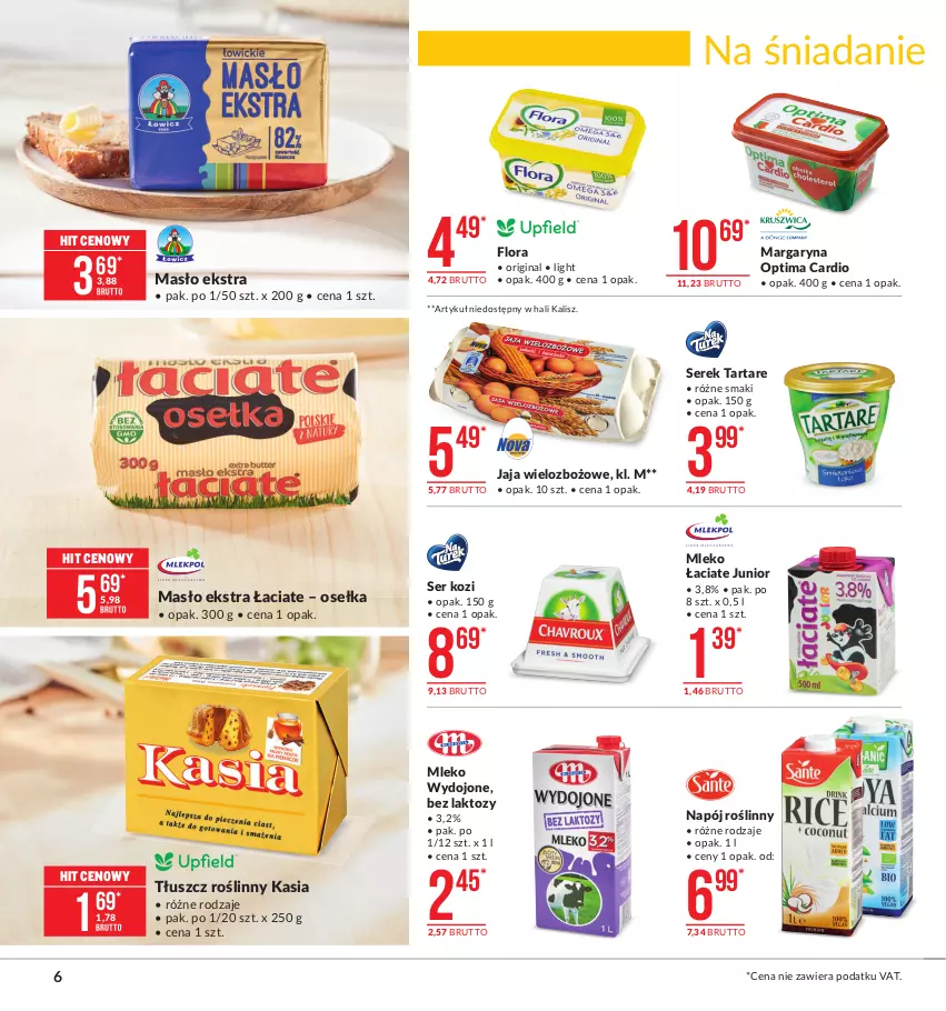 Gazetka promocyjna Makro - [Oferta promocyjna] Artykuły spożywcze - ważna 26.01 do 08.02.2021 - strona 6 - produkty: Flora, Gin, Jaja, Kasia, Margaryna, Masło, Mleko, Napój, Napój roślinny, Optima, Optima Cardio, Ser, Ser kozi, Serek, Tarta, Tartare, Tłuszcz roślinny