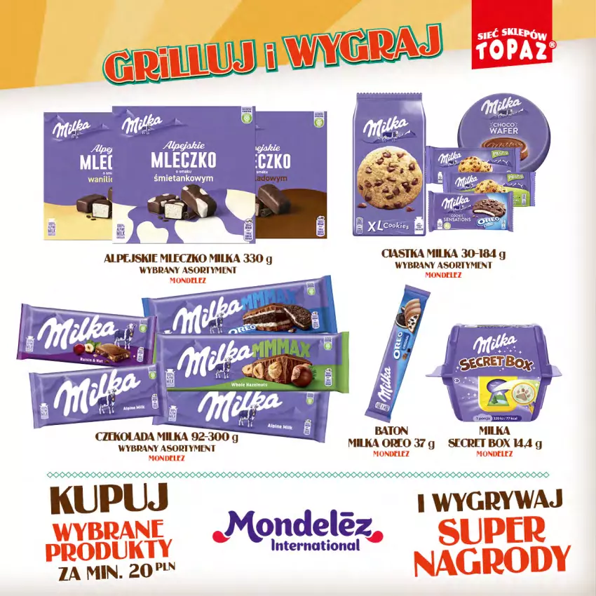 Gazetka promocyjna Topaz - Gazetka - ważna 15.04 do 09.06.2024 - strona 43 - produkty: Baton, Ciastka, Czekolada, Gry, Milka, Mleczko