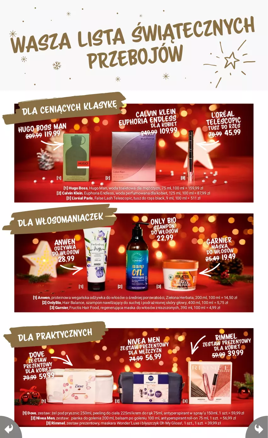 Gazetka promocyjna Rossmann - 16 grudnia - ważna 16.12 do 31.12.2021 - strona 6 - produkty: Calvin Klein, Dove, Garnier, Hugo Boss, L’Oréal, Maska, Maska do włosów, Nivea, Nivea Men, Tusz