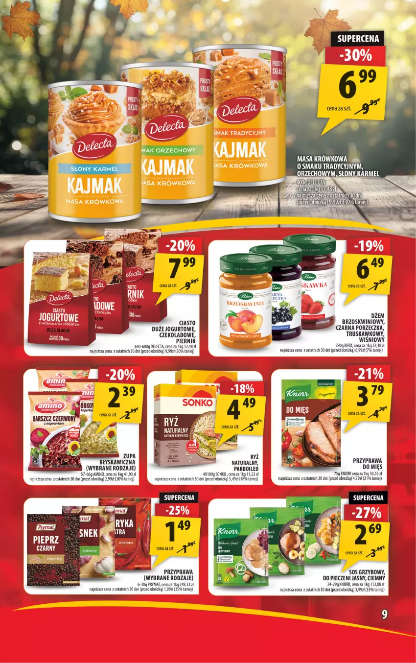 Gazetka promocyjna Arhelan - Gazetka - ważna 15.11 do 24.11.2024 - strona 9 - produkty: Delecta, Jogurt, Knorr, Masa krówkowa, Piec, Pieprz, Piernik, Prymat, Sonko