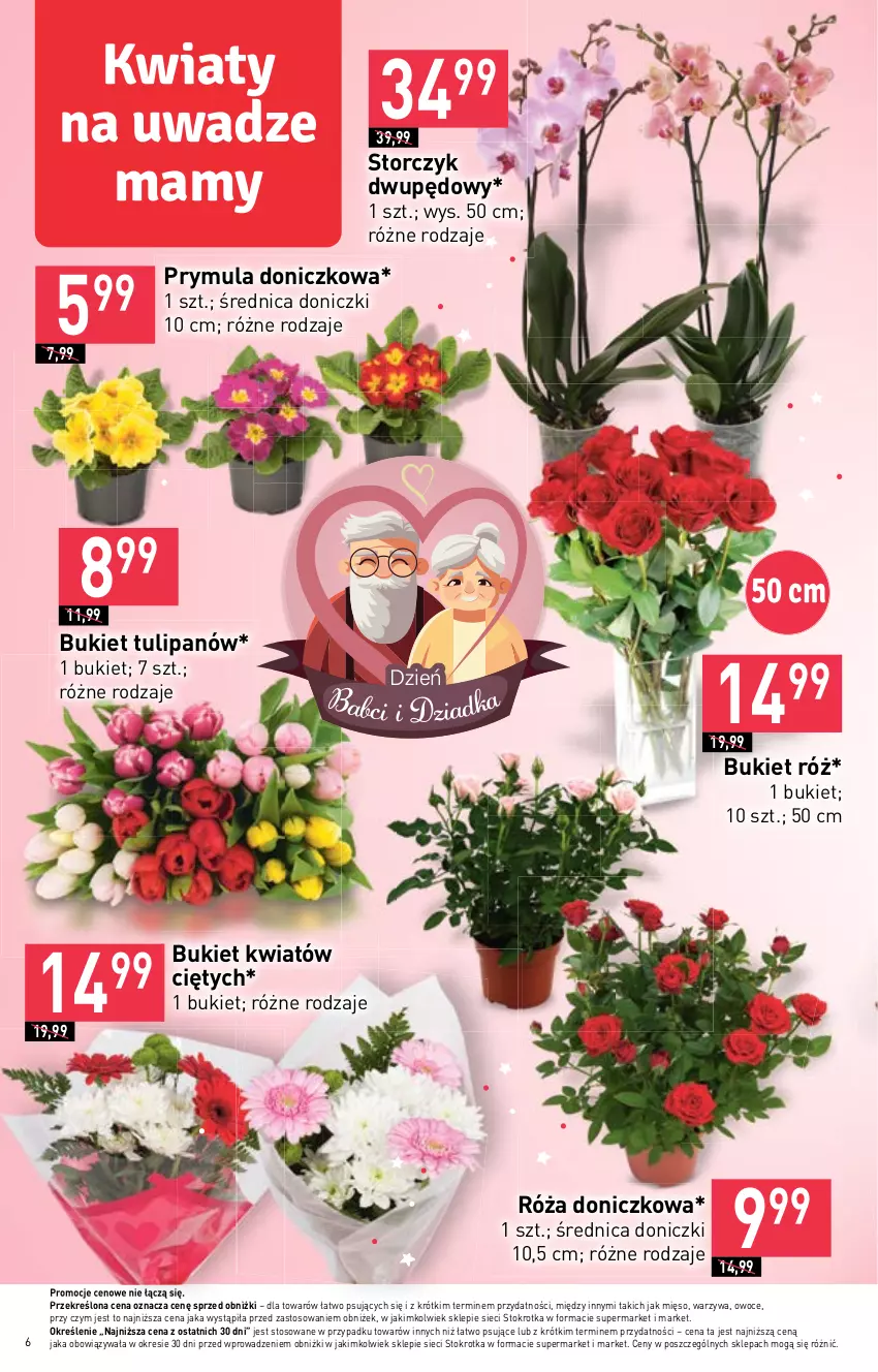 Gazetka promocyjna Stokrotka - Supermarket - ważna 18.01 do 24.01.2024 - strona 6 - produkty: Bukiet, Mięso, Owoce, Prymula, Róża, Storczyk, Tulipan, Warzywa