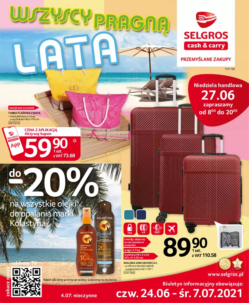 Gazetka promocyjna Selgros - Katalog Urlop - ważna 08.03 do 04.08.2021 - strona 1 - produkty: LG, Olej, Por, Torba, Waga, Walizka