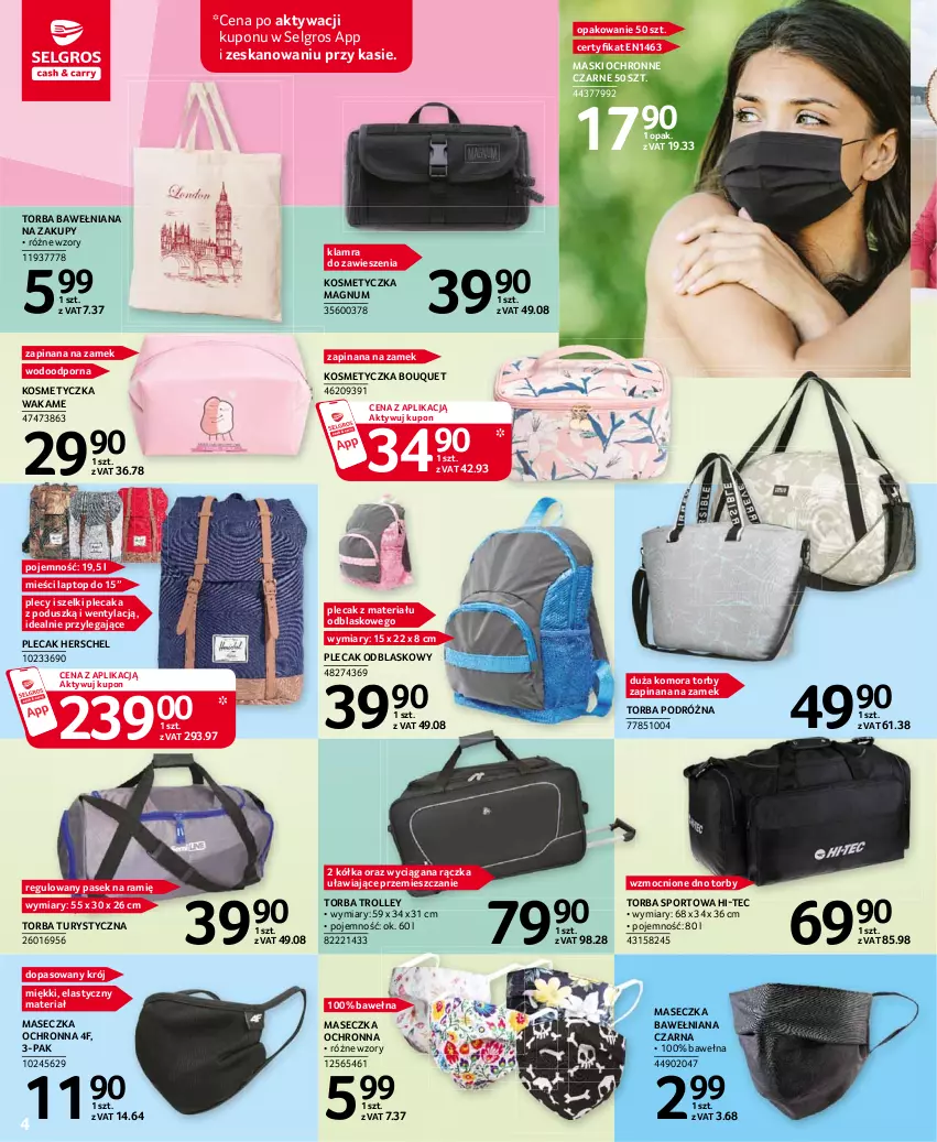 Gazetka promocyjna Selgros - Katalog Urlop - ważna 08.03 do 04.08.2021 - strona 4 - produkty: Hi-Tec, Kosmetyczka, LG, Pasek, Plecak, Por, Sport, Top, Torba, Wełna