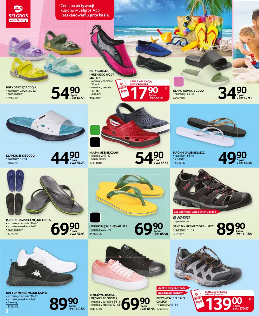 Gazetka promocyjna Selgros - Katalog Urlop - ważna 08.03 do 04.08.2021 - strona 6 - produkty: Buty, Dzieci, Hi-Tec, Klapki, LG, Mexx, Sandał, Tenisówki