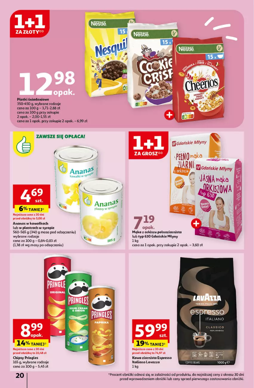 Gazetka promocyjna Auchan - Gazetka Świętuj Dzień Matki i Dzień Dziecka Hipermarket Auchan - ważna 23.05 do 29.05.2024 - strona 20 - produkty: Ananas, Chipsy, Danio, Kawa, Kawa ziarnista, Lavazza, Mąka, Pringles, Syrop