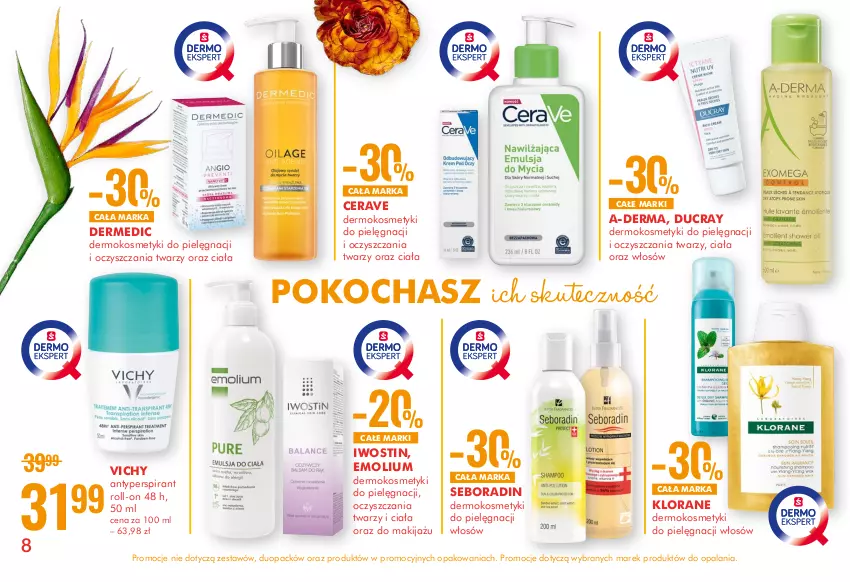 Gazetka promocyjna Super Pharm - Gazetka - ważna 24.06 do 14.07.2021 - strona 8 - produkty: A-derma, Antyperspirant, CeraVe, Dermedic, Ducray, Emolium, Iwostin, Klorane, Koc, Kosmetyki do pielęgnacji, Makijaż, Seboradin, Vichy