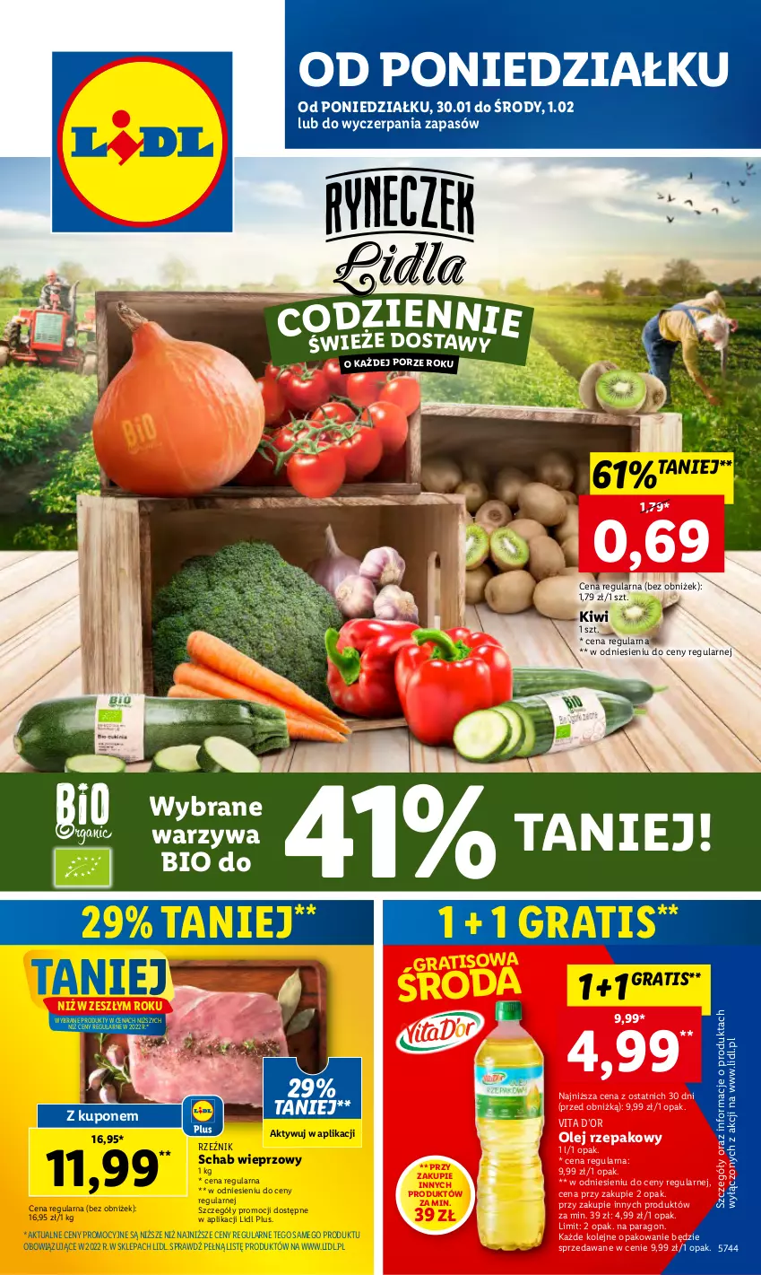 Gazetka promocyjna Lidl - GAZETKA - ważna 30.01 do 01.02.2023 - strona 1 - produkty: Gra, Kiwi, Olej, Olej rzepakowy, Por, Schab wieprzowy, Warzywa