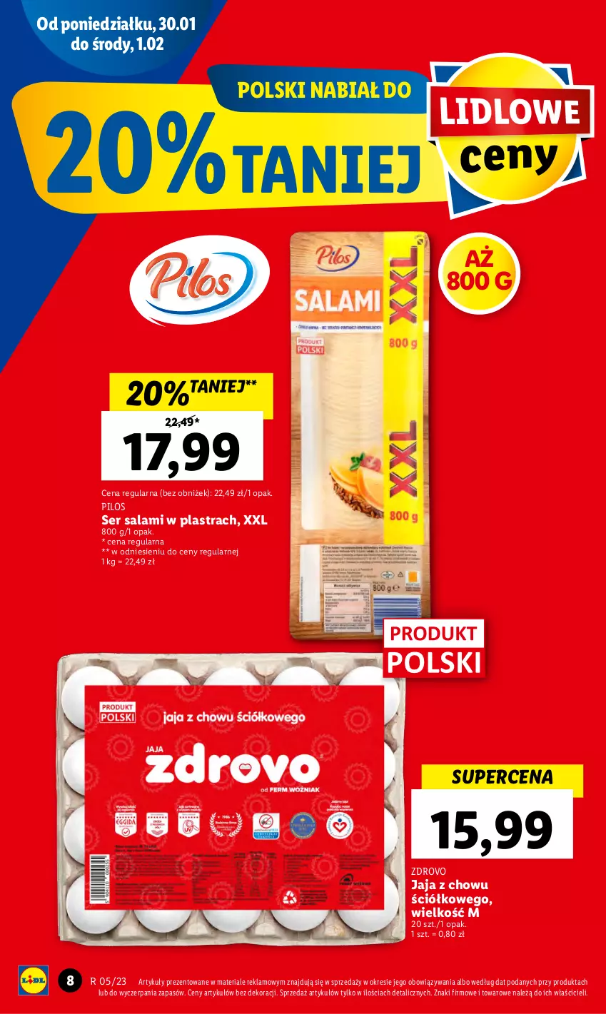 Gazetka promocyjna Lidl - GAZETKA - ważna 30.01 do 01.02.2023 - strona 10 - produkty: Jaja, Pilos, Salami, Ser, Ser salami