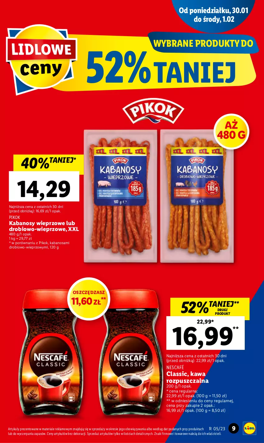 Gazetka promocyjna Lidl - GAZETKA - ważna 30.01 do 01.02.2023 - strona 11 - produkty: Kabanos, Kawa, Kawa rozpuszczalna, Nescafé, PIKOK, Por