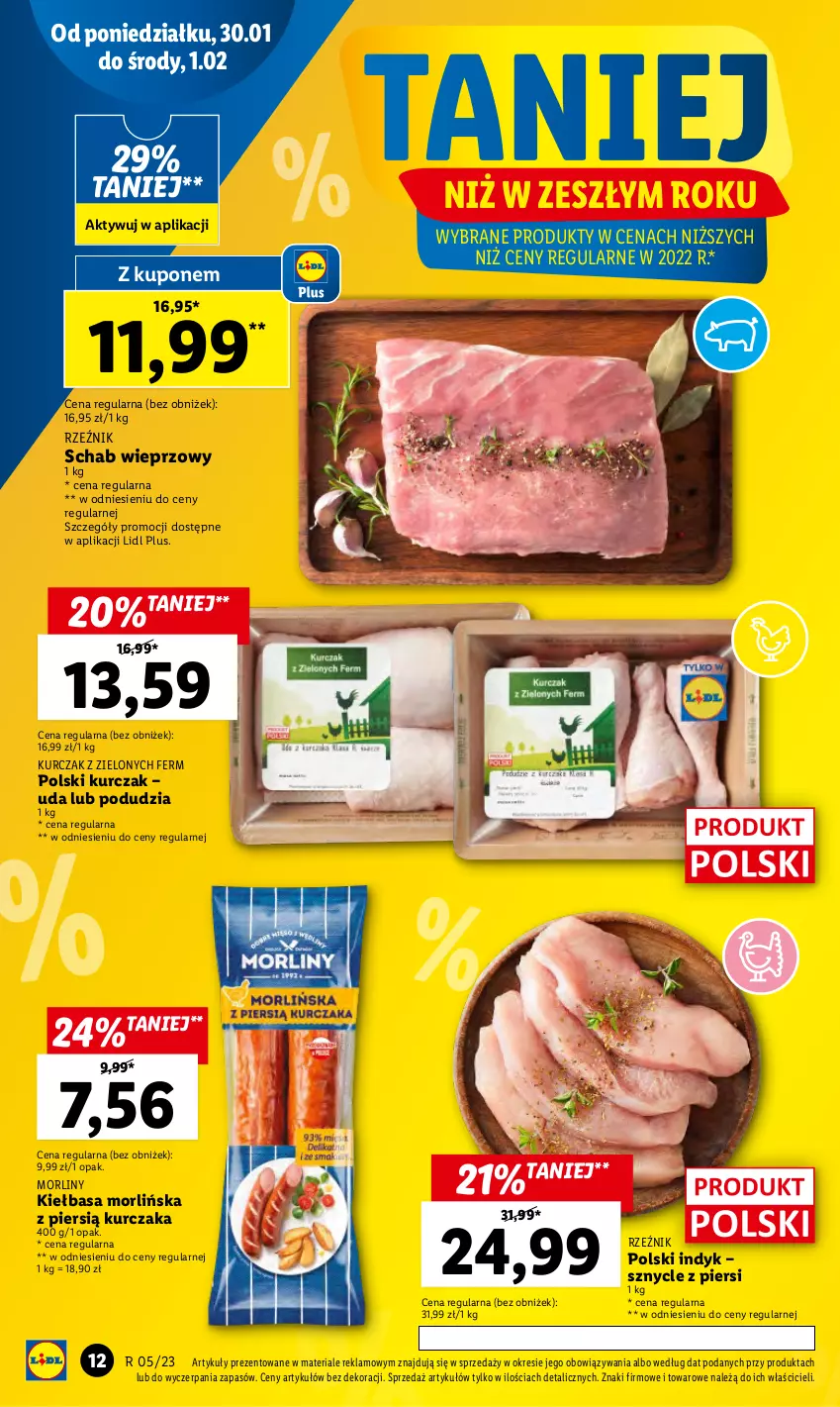 Gazetka promocyjna Lidl - GAZETKA - ważna 30.01 do 01.02.2023 - strona 16 - produkty: Kiełbasa, Kurczak, Morliny, Schab wieprzowy