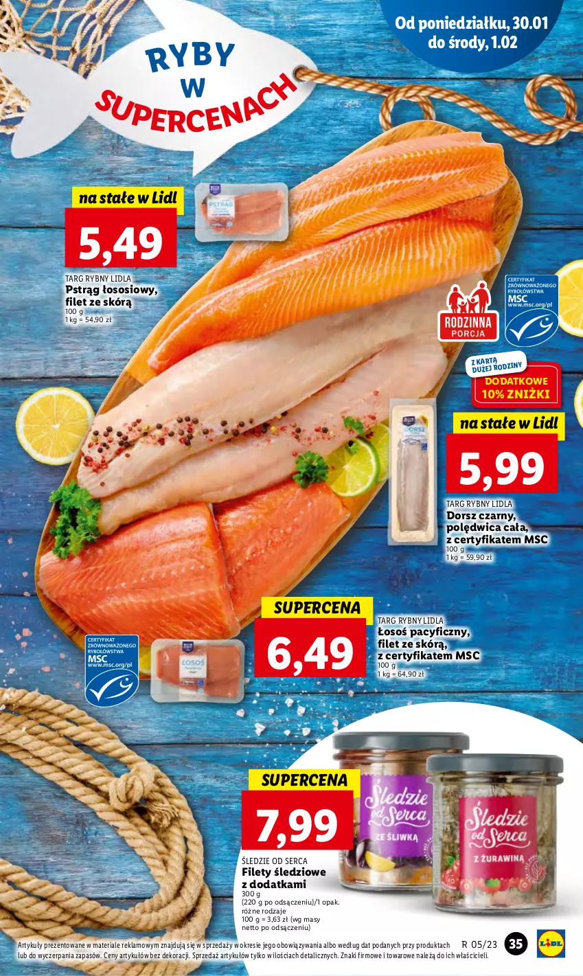 Gazetka promocyjna Lidl - GAZETKA - ważna 30.01 do 01.02.2023 - strona 39 - produkty: Dorsz, Polędwica, Pstrąg, Pstrąg łososiowy, Ser, Sos