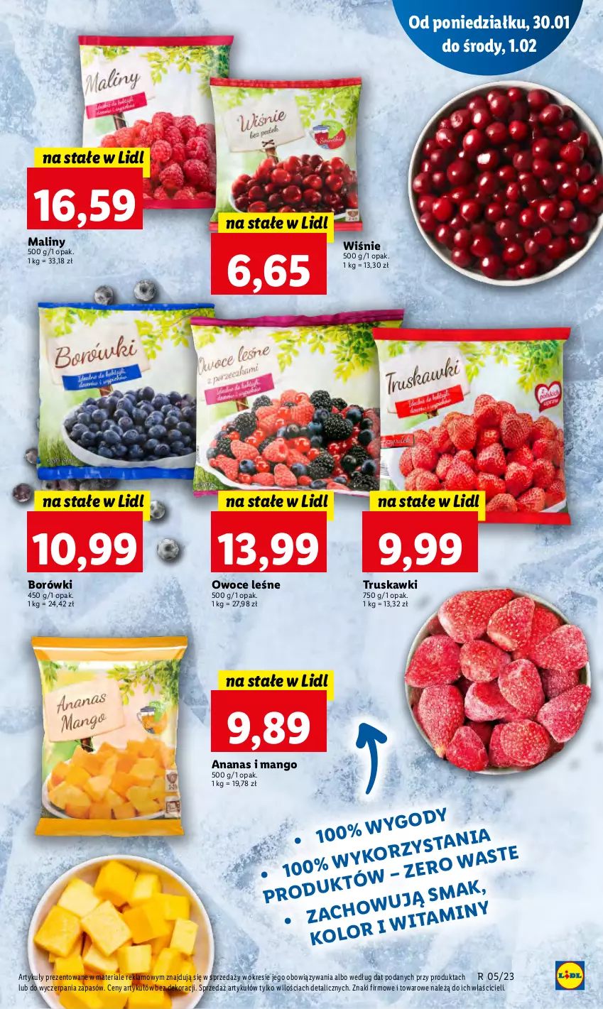 Gazetka promocyjna Lidl - GAZETKA - ważna 30.01 do 01.02.2023 - strona 43 - produkty: Ananas, Maliny, Mango, Owoce, Truskawki