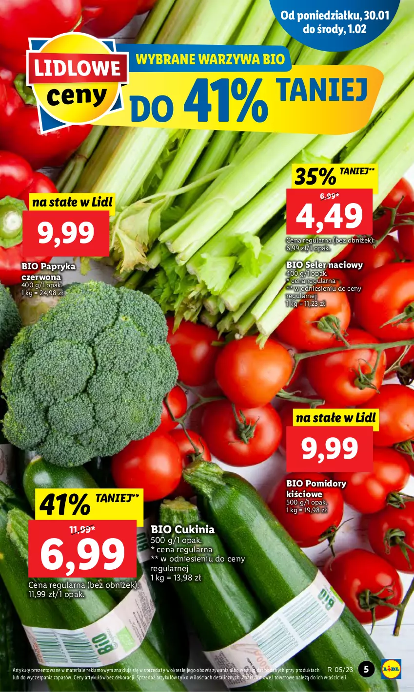 Gazetka promocyjna Lidl - GAZETKA - ważna 30.01 do 01.02.2023 - strona 5 - produkty: Papryka, Papryka czerwona, Pomidory, Seler naciowy, Warzywa