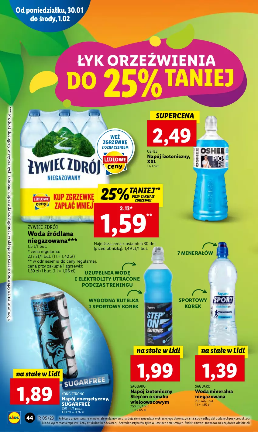 Gazetka promocyjna Lidl - GAZETKA - ważna 30.01 do 01.02.2023 - strona 50 - produkty: LANA, Napój, Napój energetyczny, Napój izotoniczny, Oshee, Por, Sport, Woda, Woda mineralna