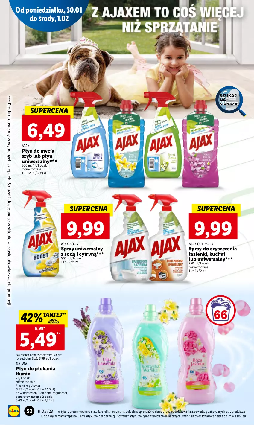 Gazetka promocyjna Lidl - GAZETKA - ważna 30.01 do 01.02.2023 - strona 62 - produkty: Ajax, Optima, Płyn do mycia, Płyn do płukania, Spray do czyszczenia