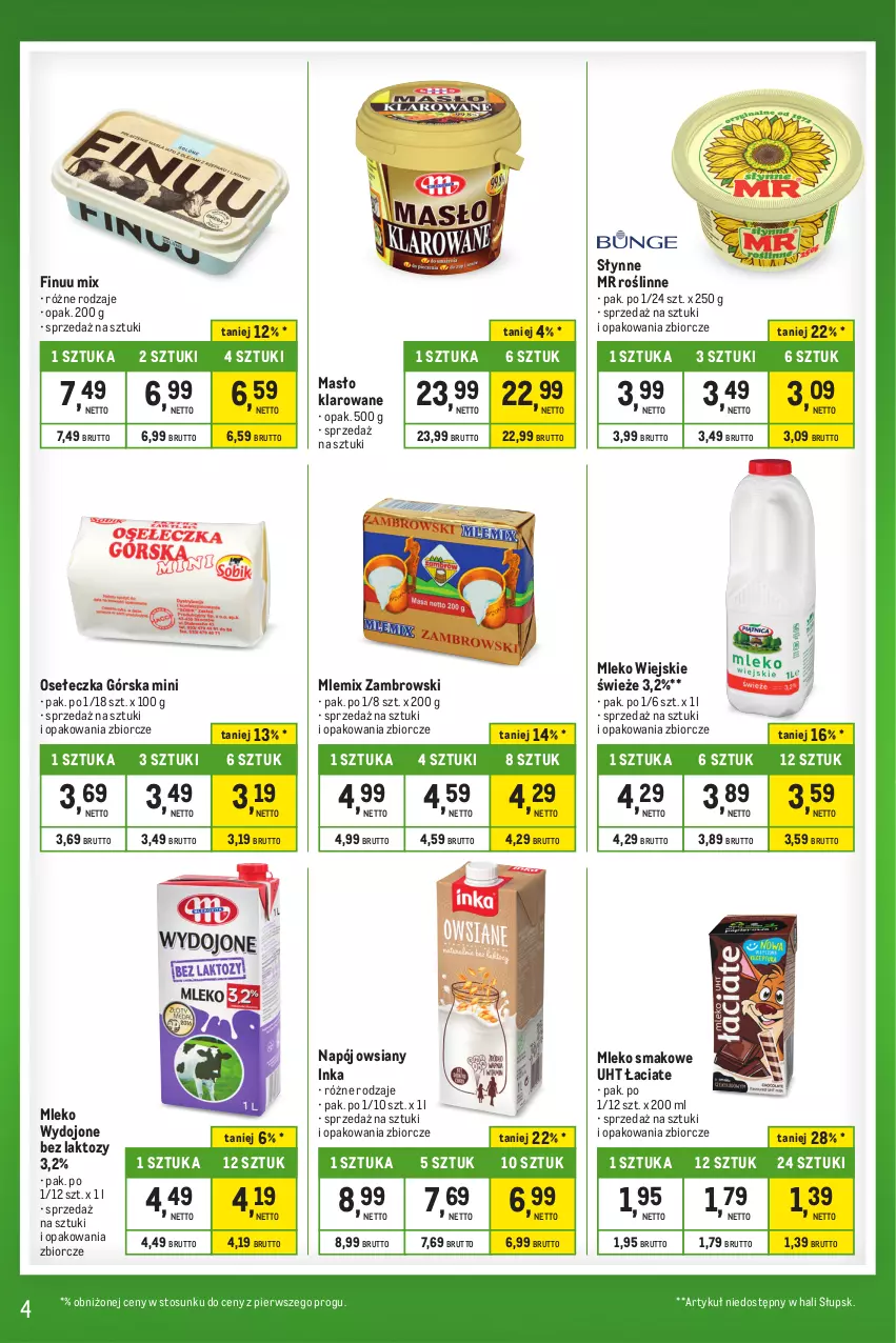 Gazetka promocyjna Makro - Kupujesz więcej płacisz mniej - ważna 01.10 do 31.10.2023 - strona 4 - produkty: Finuu, Inka, Masło, Masło klarowane, Mleko, Mleko smakowe, Mlemix Zambrowski, Napój, Słynne, Słynne MR Roślinne