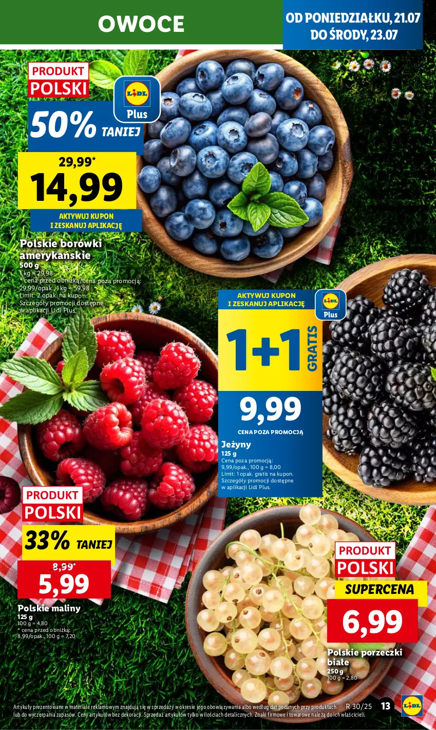 Gazetka promocyjna Lidl - GAZETKA - ważna 21.07 do 23.07.2025 - strona 17 - produkty: Gra, Jeżyny, Maliny, Owoce, Por
