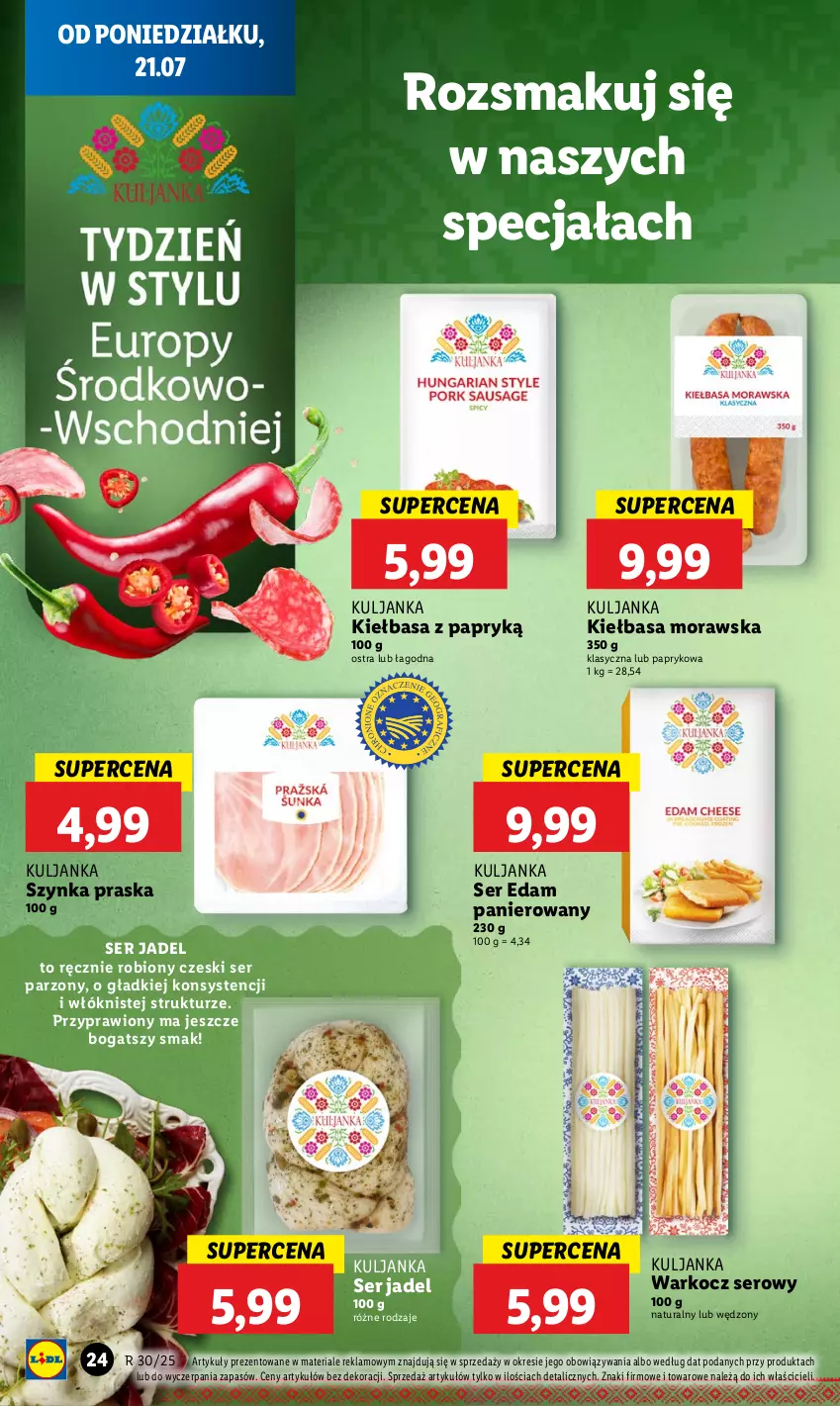 Gazetka promocyjna Lidl - GAZETKA - ważna 21.07 do 23.07.2025 - strona 32 - produkty: Edam, Jadel, Kiełbasa, Koc, Praska, Ser, Szynka