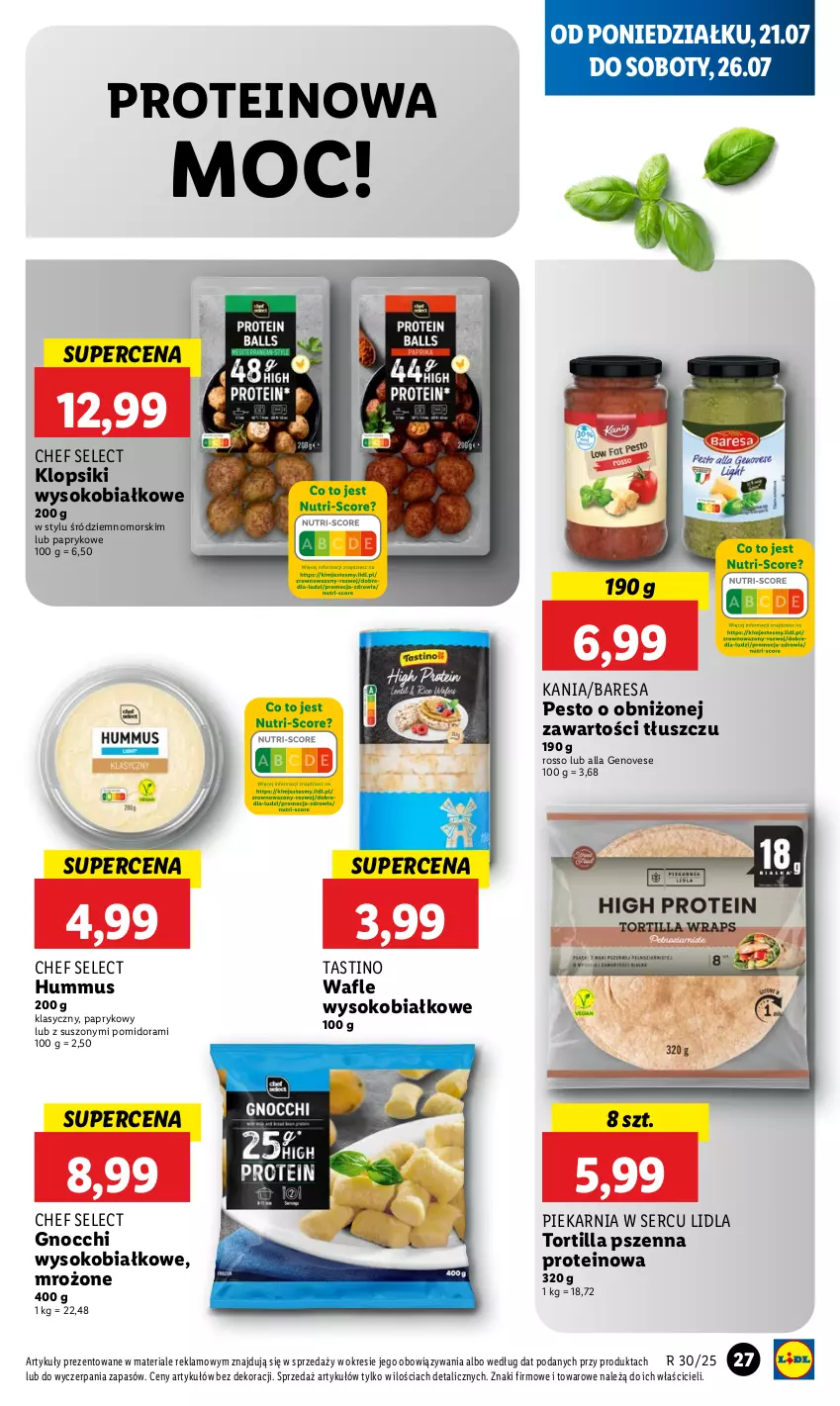 Gazetka promocyjna Lidl - GAZETKA - ważna 21.07 do 23.07.2025 - strona 35 - produkty: Gnocchi, Hummus, Klopsiki, Mus, Pesto, Ser, Sok, Tortilla, Wafle